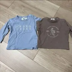 美品　ロゴス&ペアメノン　コットン長袖Tシャツ 2枚セット（青・茶色）