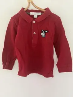 BURBERRY 赤 長袖 ポロシャツ 12-18M