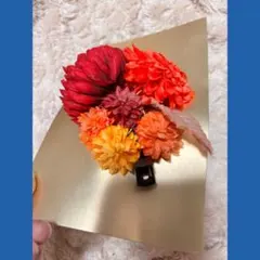 赤オレンジの花飾り クリップ式 和装小物 成人式 卒業式 七五三 結婚式