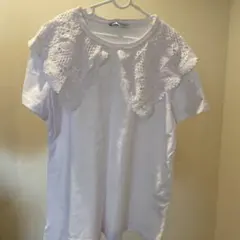 値下げ！ZARA ホワイト レース襟 Tシャツ M