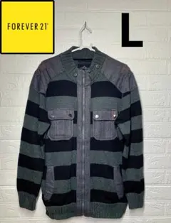 FOREVER 21 グレー・ブラックストライプ L