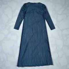 シックなロングワンピース M プリーツ加工風 ポリエステル100% 長袖