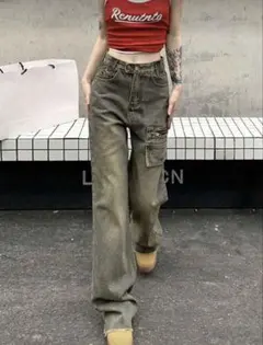 シーイン カーゴデニムパンツ ポケット