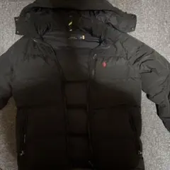 POLO ブラック ダウンジャケット フード付き　L