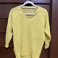 mangomilk イエロートップス 五分袖　リネン　麻　夏春