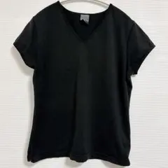 ナイキ 無地 Tシャツ Vネック 半袖 裾ストレート L 黒 ランニング
