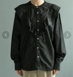 【美品】coen デニムフリルシャツブラウス
