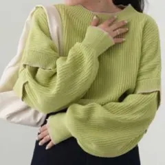 新品未使用 CIAOPANIC TYPY ハイネック 片畔配色 ニット グリーン