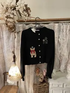 新品axes famme kawaii 刺繍入りブラックカーディガン