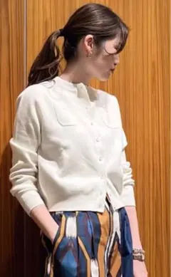 CABaN コットンカシミヤ クルー ネックカーディガン