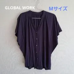 グローバルワーク 半袖 ブラウス Mサイズ ネイビー