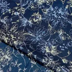 HOKKOH 花柄 生地 ネイビー 2m 日本製 ハンドメイド コットン生地