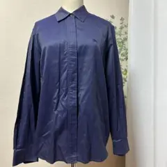 BURBERRY シャツ 15号　大きいサイズ　ネイビー　ホース刺繍のサムネイル