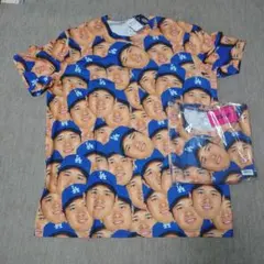 FOCO 大谷翔平 ドジャース Tシャツ XL 青 新品 未使用 顔だらけ 2枚