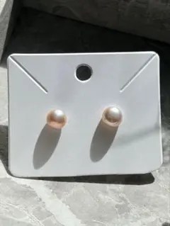 淡水パール ピンク ボタン 8mm ピアス｜サージカルステンレス316 本真珠