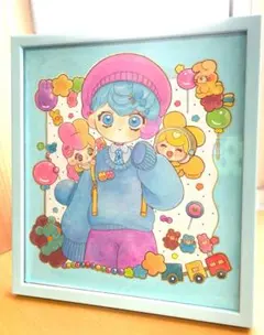 ぶ*ぶ様 手描き オリジナルイラスト 大色紙 額装 原画