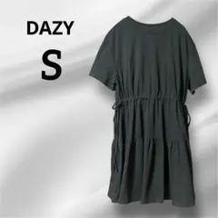 DAZY ティアードミニワンピース ブラック 【S】半袖 ウエストマーク