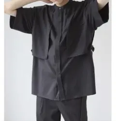 レイヤードベスト バンドカラーとろみシャツ / CREARE -LINO