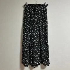 INGNI イング　小花　フラワー総柄　ワイド　イージーパンツ　ブラック M