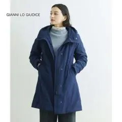【ジャンニ・ロ・ジュディチェ】フード付きストレッチダウンコート（S）ネイビー 冬