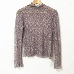 【最終値下げ】シースルー　長袖レーストップス　パープル　カラフル　美品