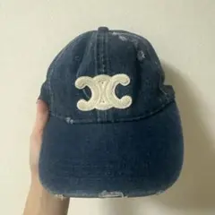 CELINE デニム ベースボールキャップ ダメージ加工