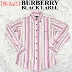 【極美品】バーバリーブラックレーベル 長袖BDシャツ　ホースロゴ　ストライプ