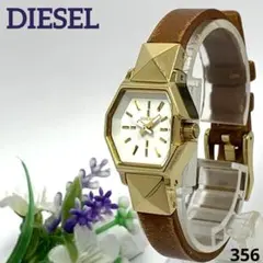 稼働品356 DIESEL ディーゼル 八角形 クォーツ腕時計ゴールド/ホワイトのサムネイル