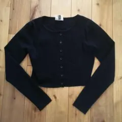 FUZZYKON 黒 Mサイズ ボタン付きカーディガン ショート丈