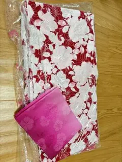 赤と白の花柄 浴衣・帯セット