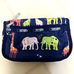 LeSportsac ポーチ ネイビー 動物柄 アニマル