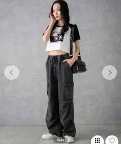 デニムパラシュートカーゴパンツ WEGO グレー