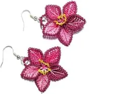 超希少 一点物 トルコ 花 刺繍 ピアス ピンク系 伝統工芸品 オヤ 新品 民族