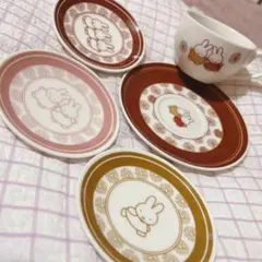 ミッフィー 陶器セット 小皿3枚とカップ1個カップソーサー1枚