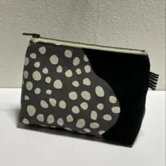 モノトーン　綿麻キャンバスファスナーポーチ