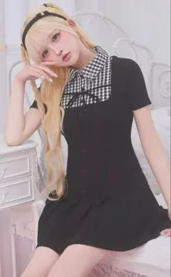 Ladylike lace hem mini onepiece mmeeme - メルカリ