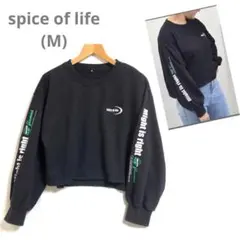 ☘️スパイスオブ(M)ショートスウェット　トレーナー　トップス　長袖　萌え袖　黒