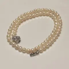 パール 本真珠 あこや シルバー刻印 ネックレス 約5.4〜5.8mm 41cm