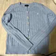 ラルフローレン ミニケーブルコットンカーディガン ブルー(レディースS-M相当)