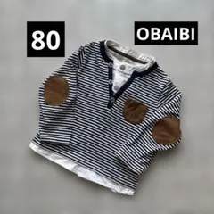 OBAIBI オバイビ　ボーダーT＆立ち襟シャツ重ね着風Tシャツのサムネイル