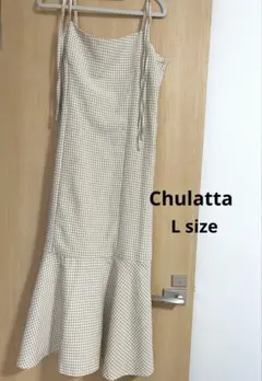 Chulatte ベージュ ギンガムチェック キャミワンピース