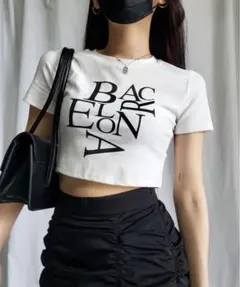 me+em select ミームセレクト ロゴショートTシャツホワイト