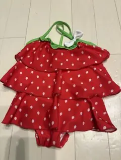 イチゴ柄 フリルベビー水着 80