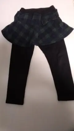 レギンス付き冬スカート ブラック・グリーンチェック