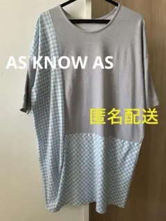 AS KNOW AS チュニック 半袖 グレー/水色チェック