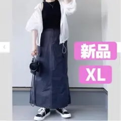 ★GU★新品 カーゴロングスカートQ ダークグレー XL