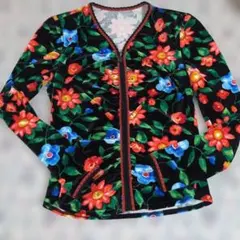 花柄ベルベットカーディガン 長袖
