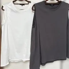 R*e様 【コムサ】グレー 白　ノースリーブTシャツ2枚セット