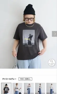 PUAL CE CIN　2025 SS フォトプリントTシャツ　グレーのサムネイル