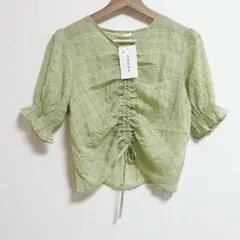 新品　Honeys ハニーズ　ドロストブラウス　イエローグリーン